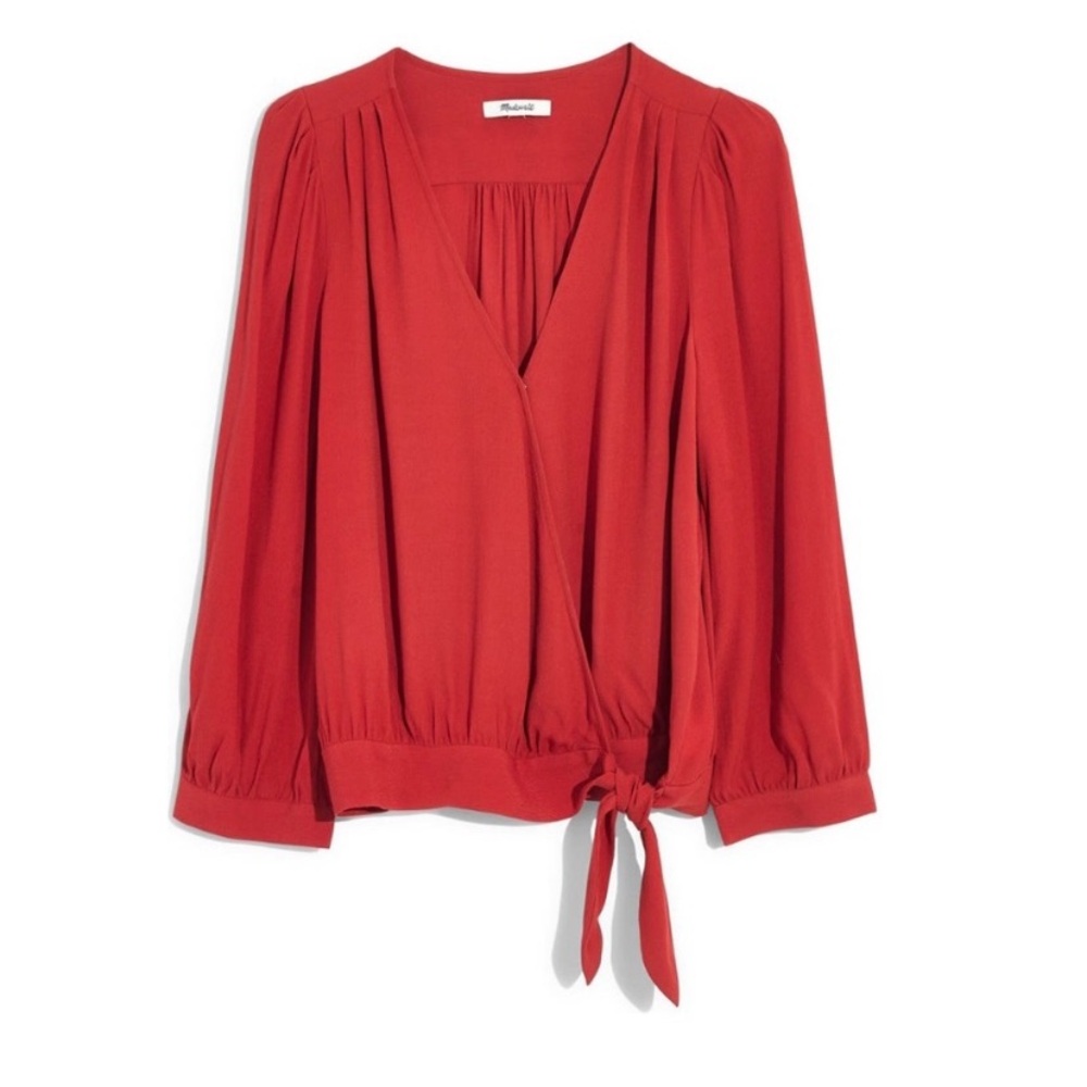 Madewell Wrap Red Women's Blouse - XS
